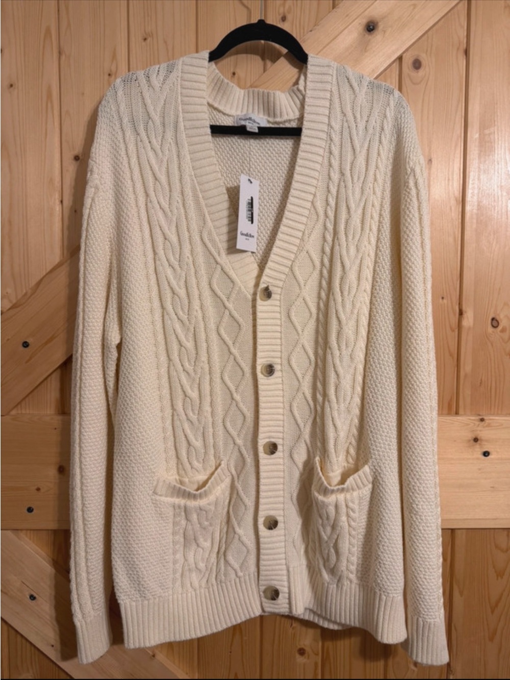 Goodfellow & Co Ivory Cable-Knit Button Cardigan